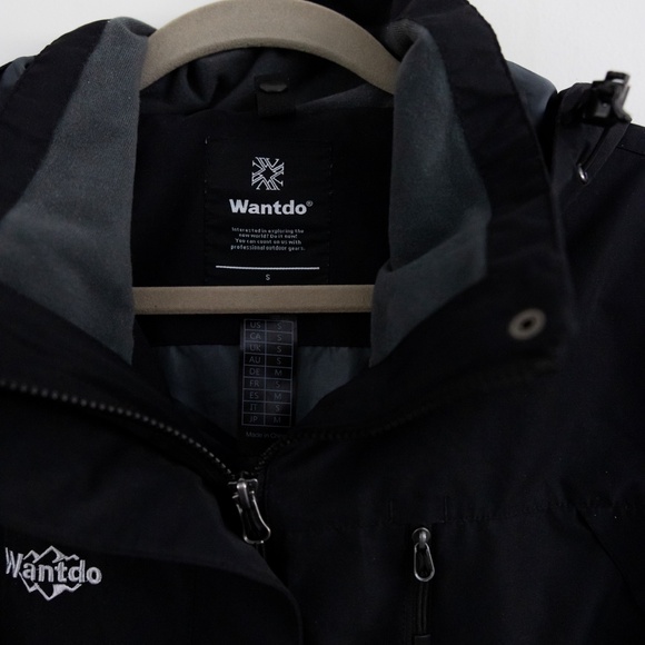Wantdo black jacket removable hood size S small women's ski layer windbreaker - Picture 4 of 7